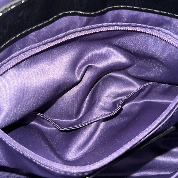 NWOT coach gray and black canvas bag with beautiful purple silk inside new - Picture 7 of 8